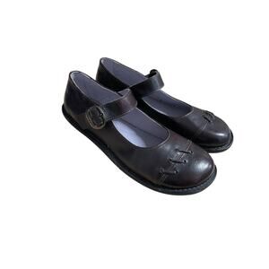 Kickers Leather Mary Jane Buckle Shoe Brown Flats EU 41 US 9